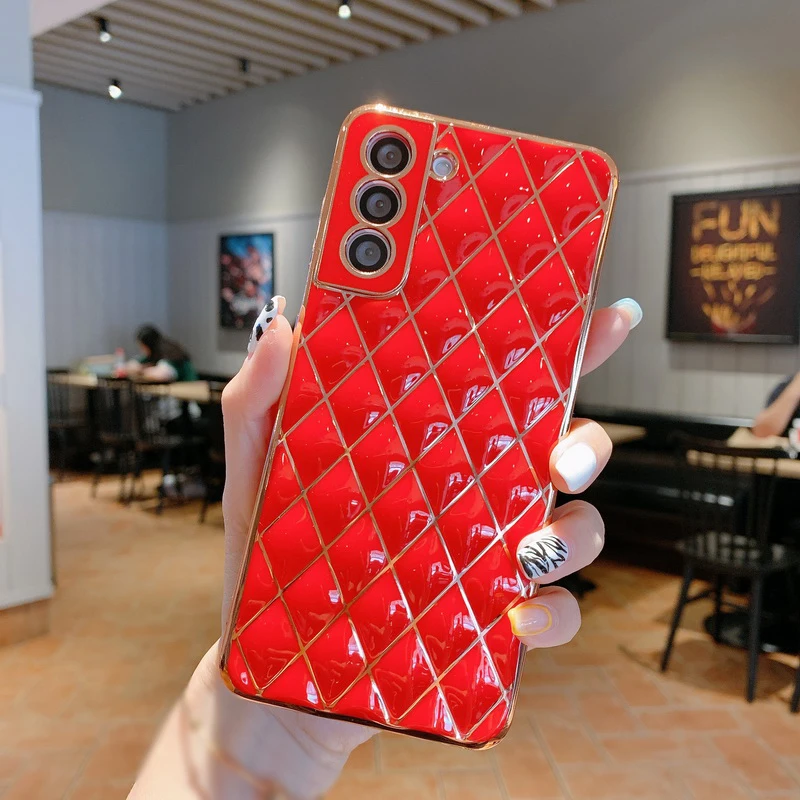 LOVECOM Luxury Gold Plating Geometric Phone Case For Samsung Galaxy A52 A72 S22 S21 Plus Ultra Camera Protection Soft Cover | Мобильные