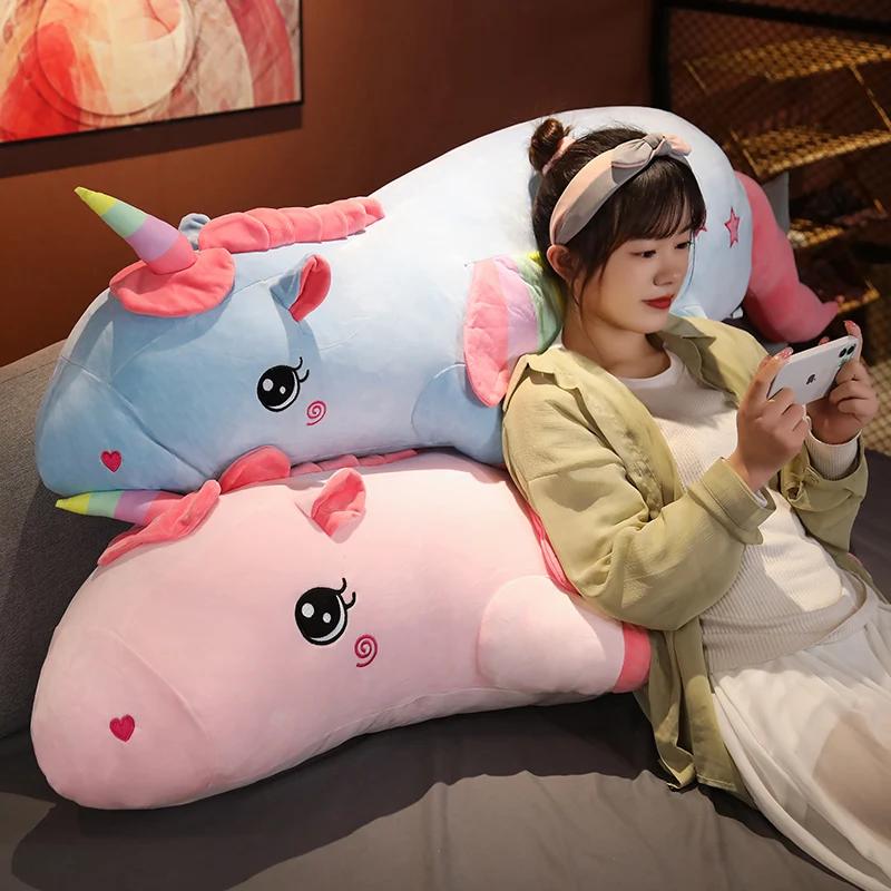 

100-140cm soft down cotton reclining unicorn long strip sleeping pillow angel pony plush doll comfortable fabric does not deform