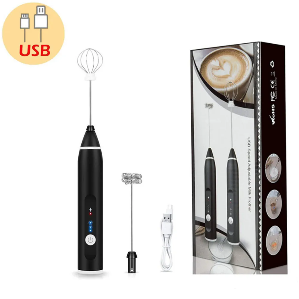 

3 Speed Portable Handheld Mixer Milk Frother Egg Beater Coffee Milk Drink Juice Food Whisk Stirrer USB Rechargeable Hand Blender