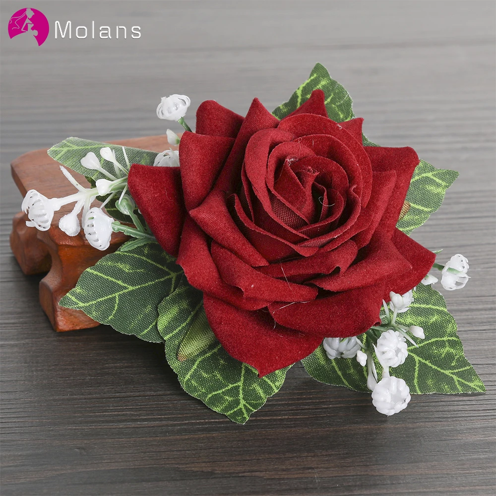 

Заколки для волос MOLANS с большими розами, ткань с листьями, 4 цвета