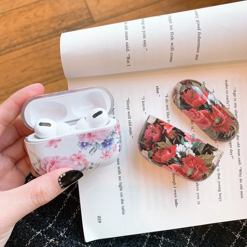 Earphone Case For Apple Airpods Pro Marble Flower Hard Cover Air Pods 3 Headphone Earpods Charging Box Clear | Электроника