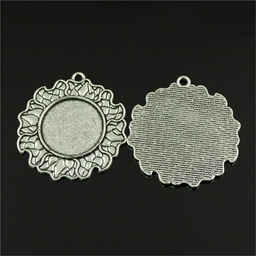 

4pcs 25mm Inner Size Round Flower Style Antique Antique Bronze Color Base Setting DIY Jewelry Making Accessories