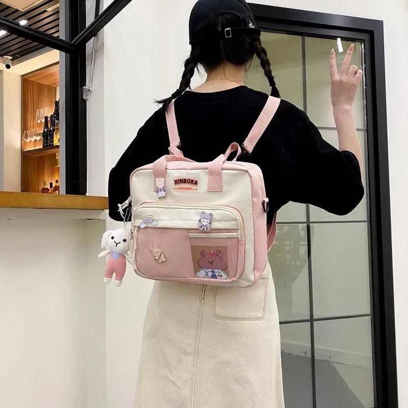 

2021 Nylon Waterproof Small Backpacks Women Cute Cartoon School Bags for Teenage Girls Travel Backpacks Students Bookbags Female