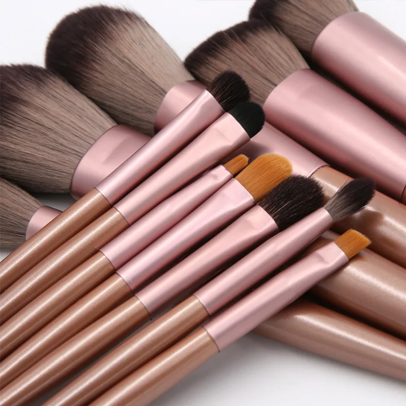 

12pcs Professional Makeup Brushes Set Plated Wood Conical Handle Powder Blusher Eye Brow Lip Foundation Cosmetics Tool Kit