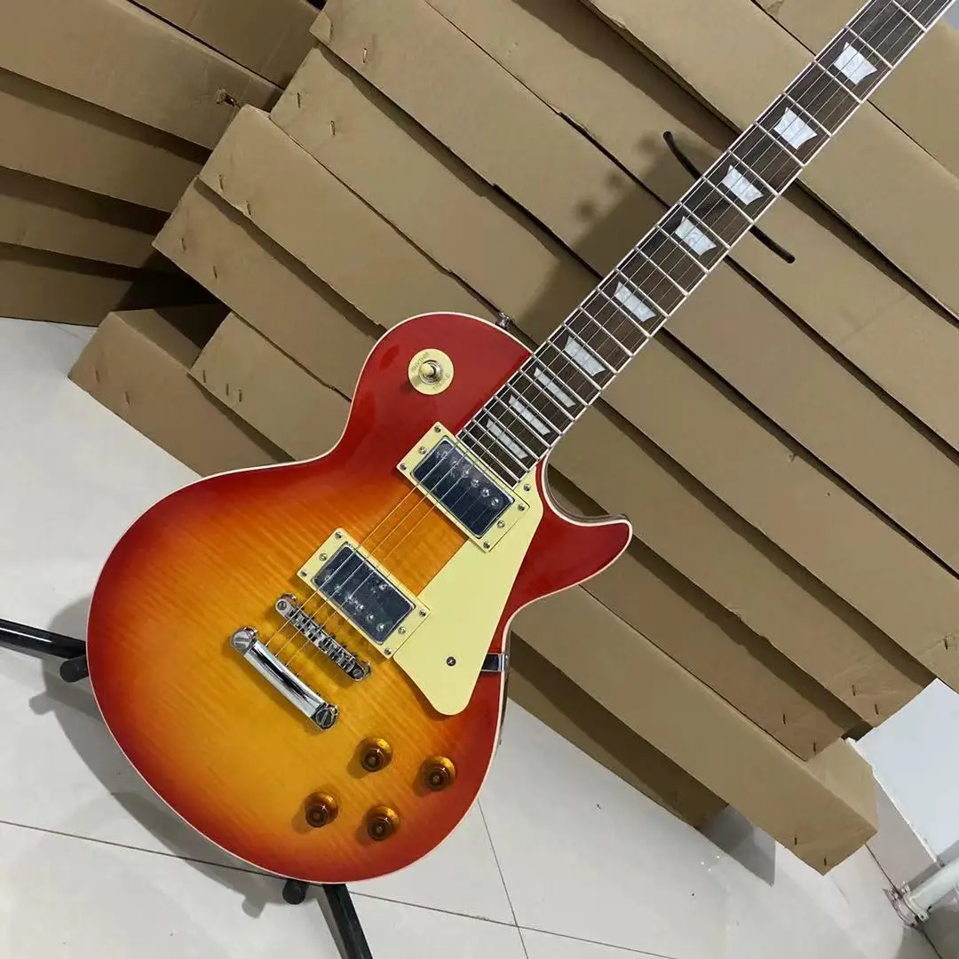 

LP Electric Guitar Cherry Sunburst Color Rosewood Fingerboard Chrome Hardware Mahogany Body Free Shipping