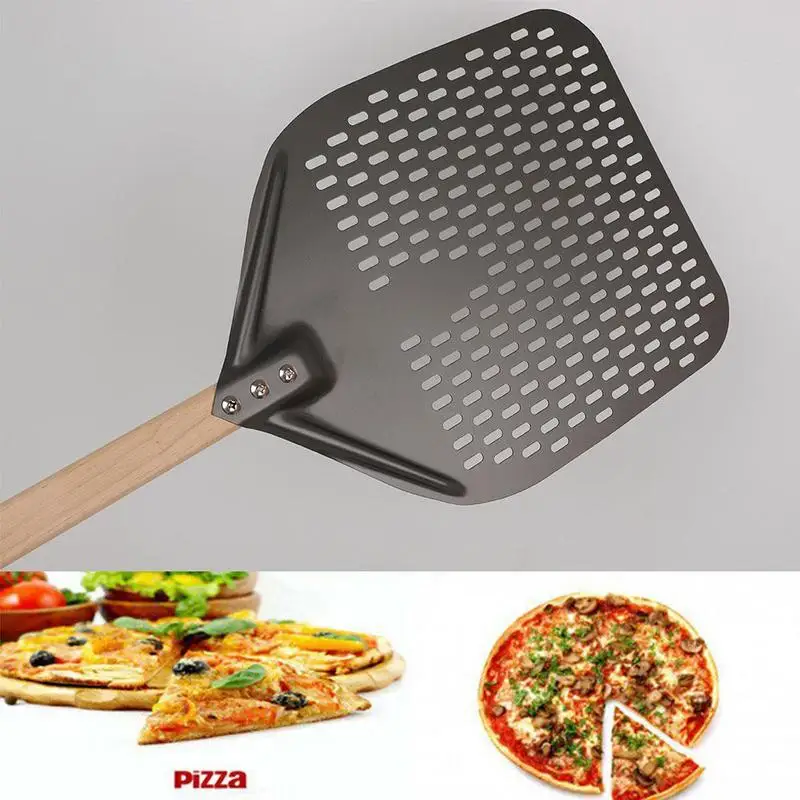 

Pizza Shovel Pastry Tools Accessories Pizza Peel Round Steel Non-stick Pizza Paddle Spatula With Oak Wooden Handle