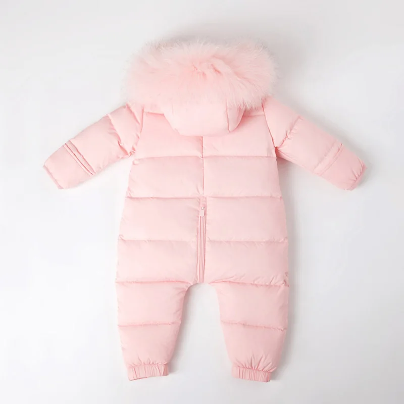 White Down Baby Boy Jumpsuit Waterproof Winter Baby Girl Clothes Thick Warm Hooded Baby Romper Outwear Toddler Onesie