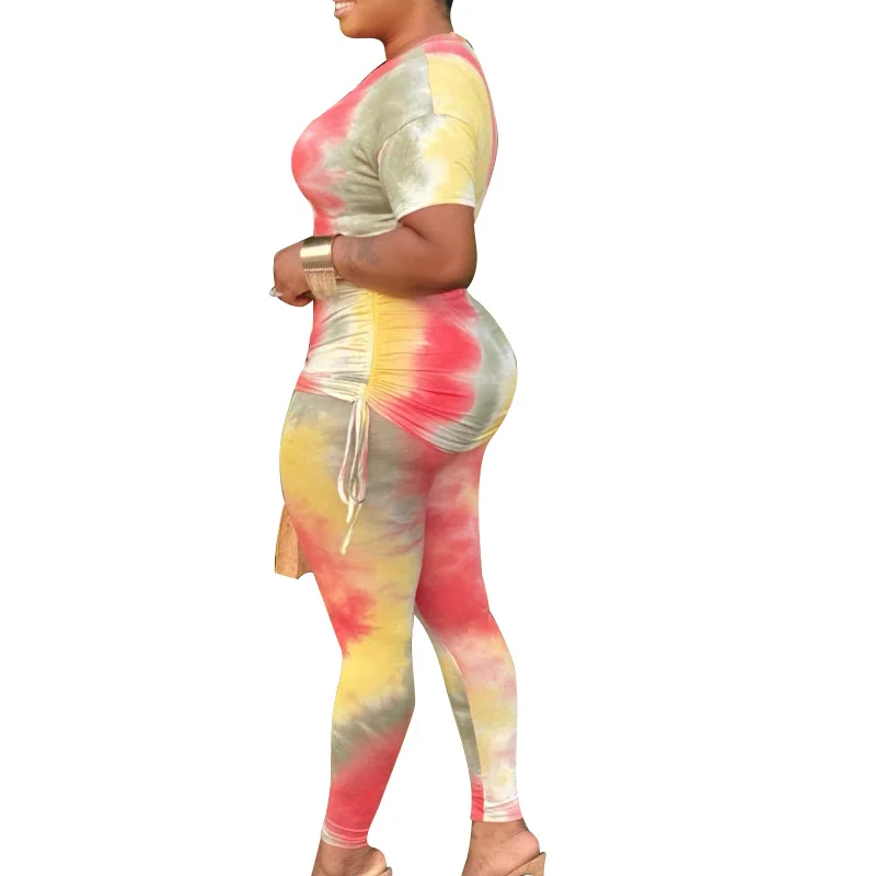 

Plus Size XL-4XL 2020 Summer Women Sets Tracksuits Print Full Sleeve Top+Pants Suit Two Pieces Set Sporty Fitness Outfits