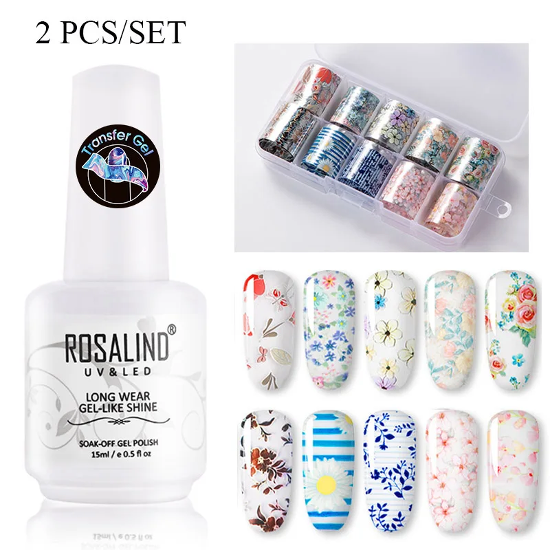 Gel and Sticker 4 ROSALIND переводной Гель-лак для ногтей с наклейкой гель для ногтей Гибридный Праймер УФ лампа для маникюра Полупостоянный Гель-лак для нейл-арта - Цвет: Gel and Sticker 4