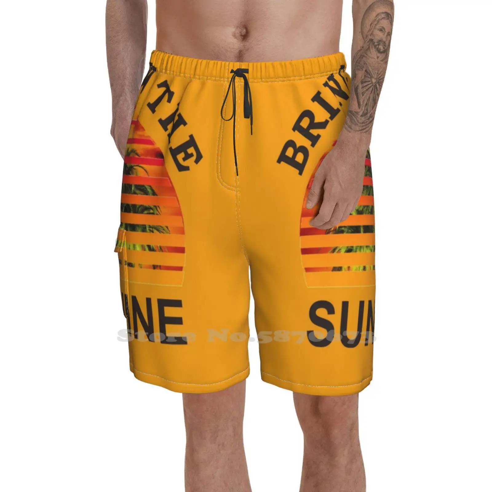 

Bring On The Sunshine - Summer Design With Palm Trees - Sun - Waves - Beach - Best Gift For Her Summer Mens Casual Shorts Gym