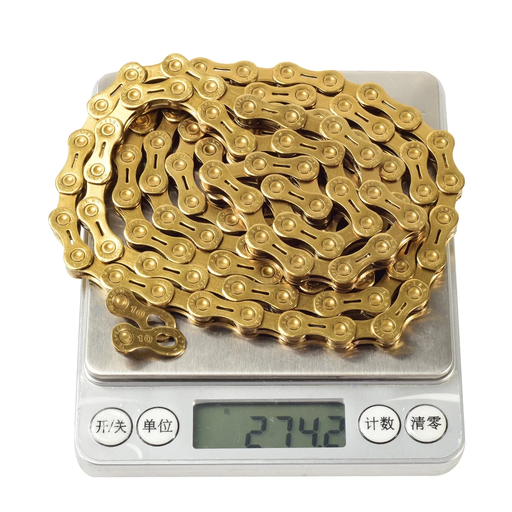 

YBN chain 10 11 speed bike chain bike chain semi-hollow mountain road bike chain 10 11S ultra light 116L MTB gold chain