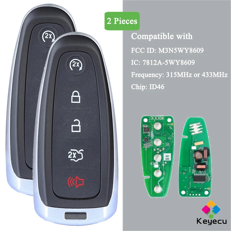 KEYECU 2 шт. умный БЕСКЛЮЧЕВОЙ пульт дистанционного управления автомобильный ключ 5B