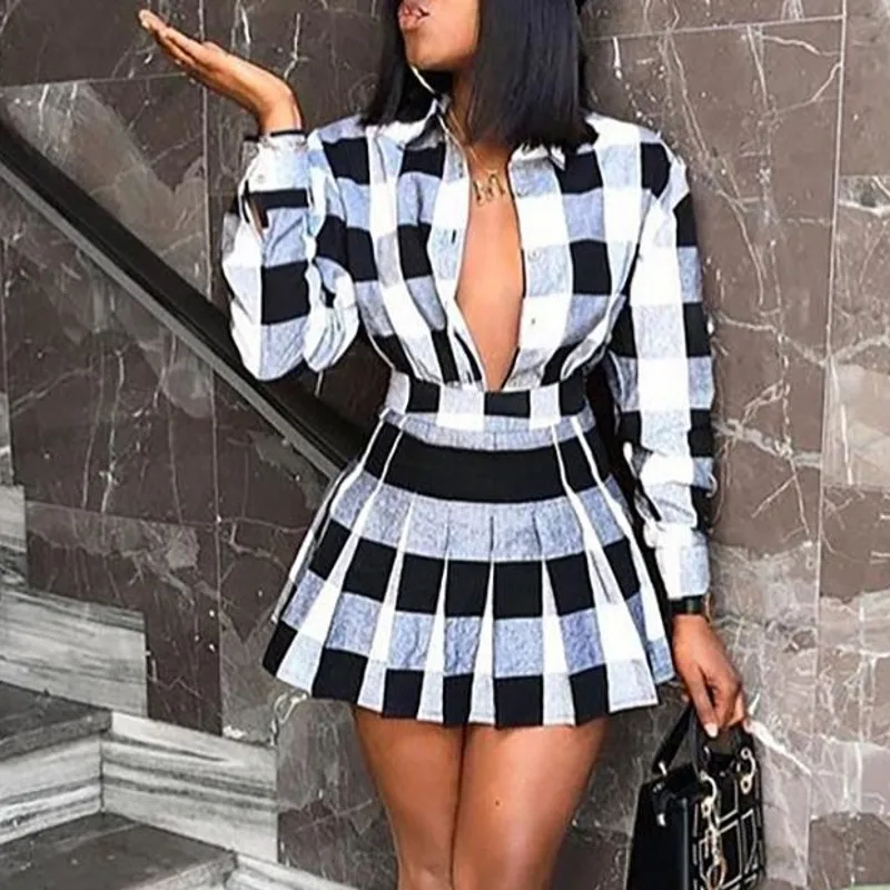 Женский комплект из двух предметов рубашка в клетку с цветными вставками и