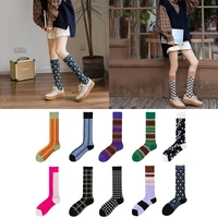 new ladies calf high tube stockings fashion trend spring and summer pure cotton personality college style harajuku candy color