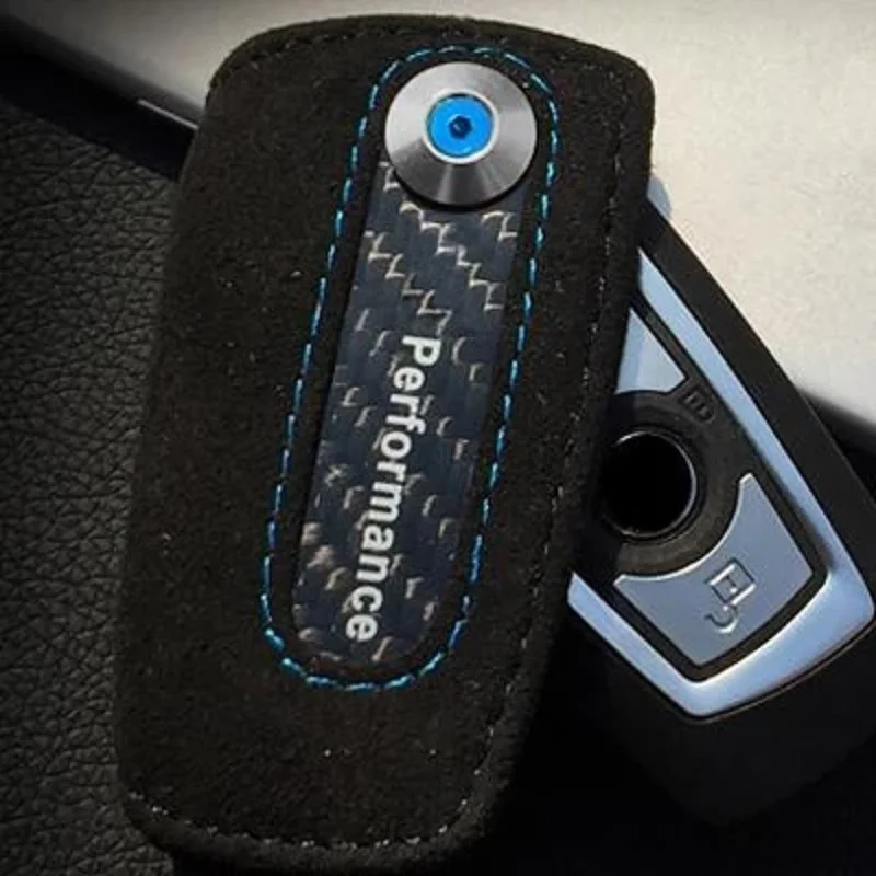 

Leather Carbon Fiber Car Key Case Protector Holder Cover Bag Leather Emblem shell for BMW X3 X4 1 3 4 5 6 7 series 3 5 series GT