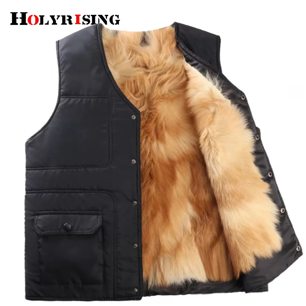 

Men's winter vest Real Fox fur jackets Thicken keep warm new Cotton vest high quality plus-size winter coat 19337