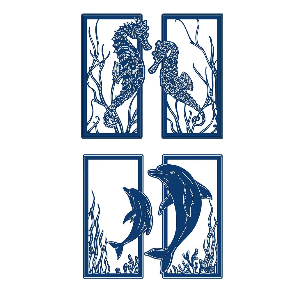 

Dolphin and Seahorse Metal Cutting Dies New Hot Sell Card Series Scrapbook Paper Craft Knife Mold Blade Punch Stencils Diy Gift