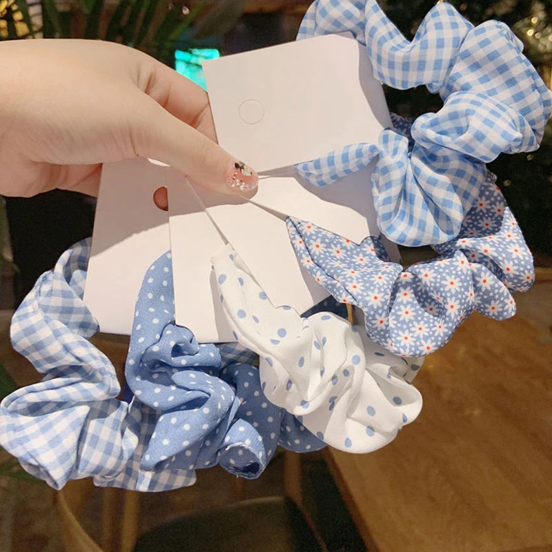 

Purple Series Hair Scrunchie Polka Dot Plaid Daisy Print Hair Rope Elastic Hair Ring Stretchy Hair Ties Ponytail Accessories