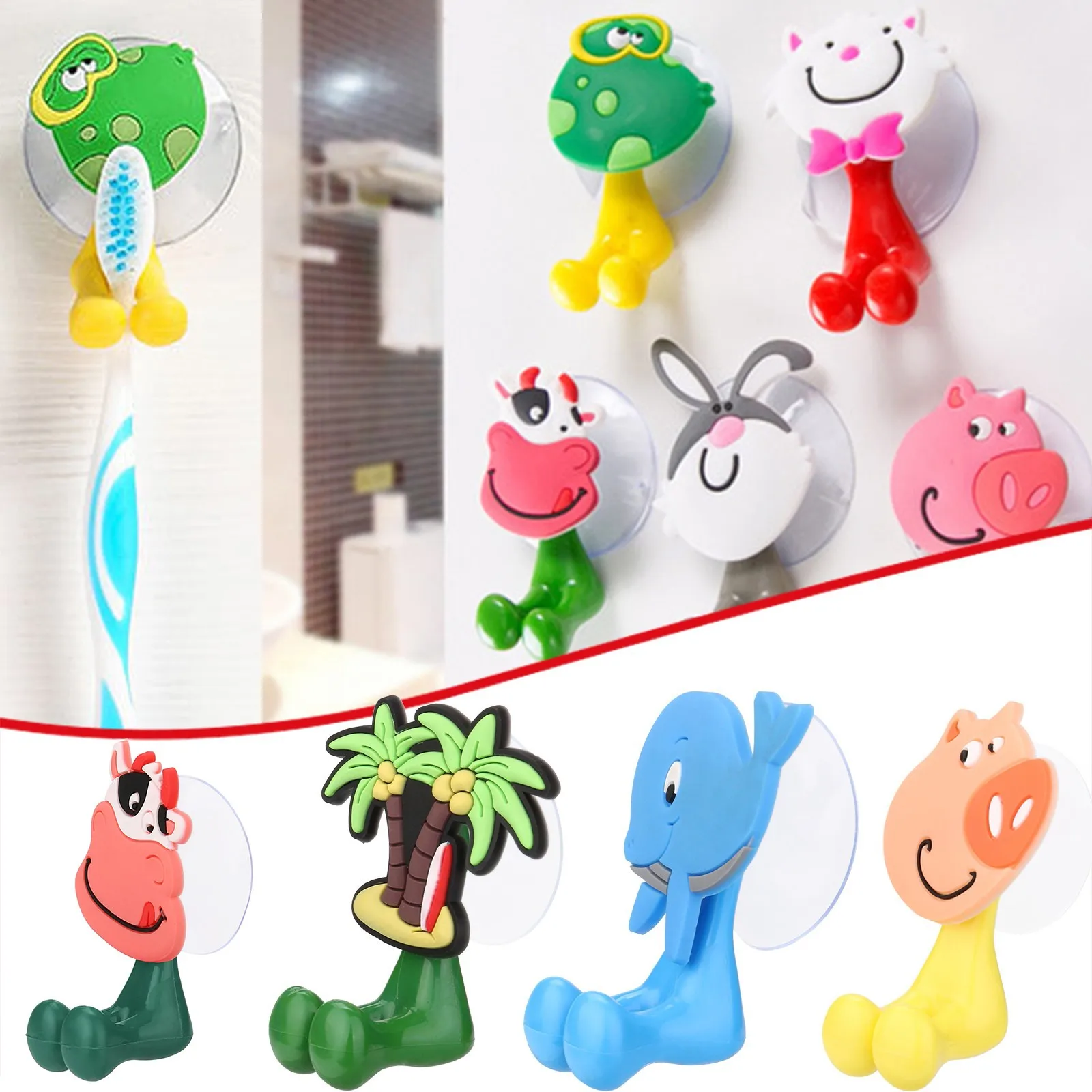

Cartoon Animal Legs Clamp Toothbrush Holder Creative Bathroom Kids Bedroom Wall Mounting Suction Cup Toothbrush Plug Seat Holder