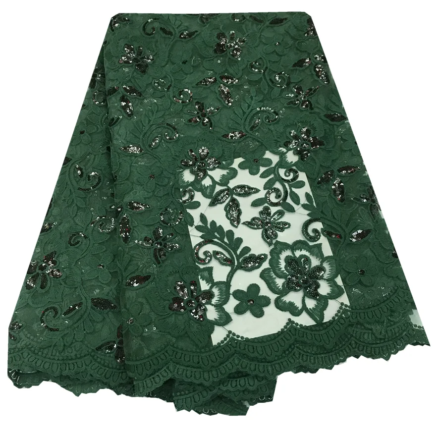 

African French Sequins Lace Fabric 2019 High Quality embroidery tulle Nigerian Lace Fabrics For Dress party Material
