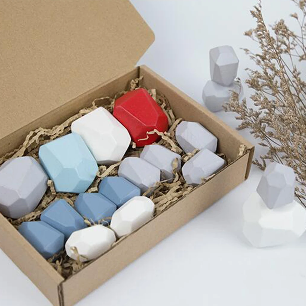 Деревянный Балансирующий строительный Штабелируемый камень забавные игрушки