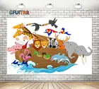 GFUITRR фон для фотосъемки с изображением Ноя ковчега лодки волны жираф слон Рождественский виниловый реквизит для фотостудии