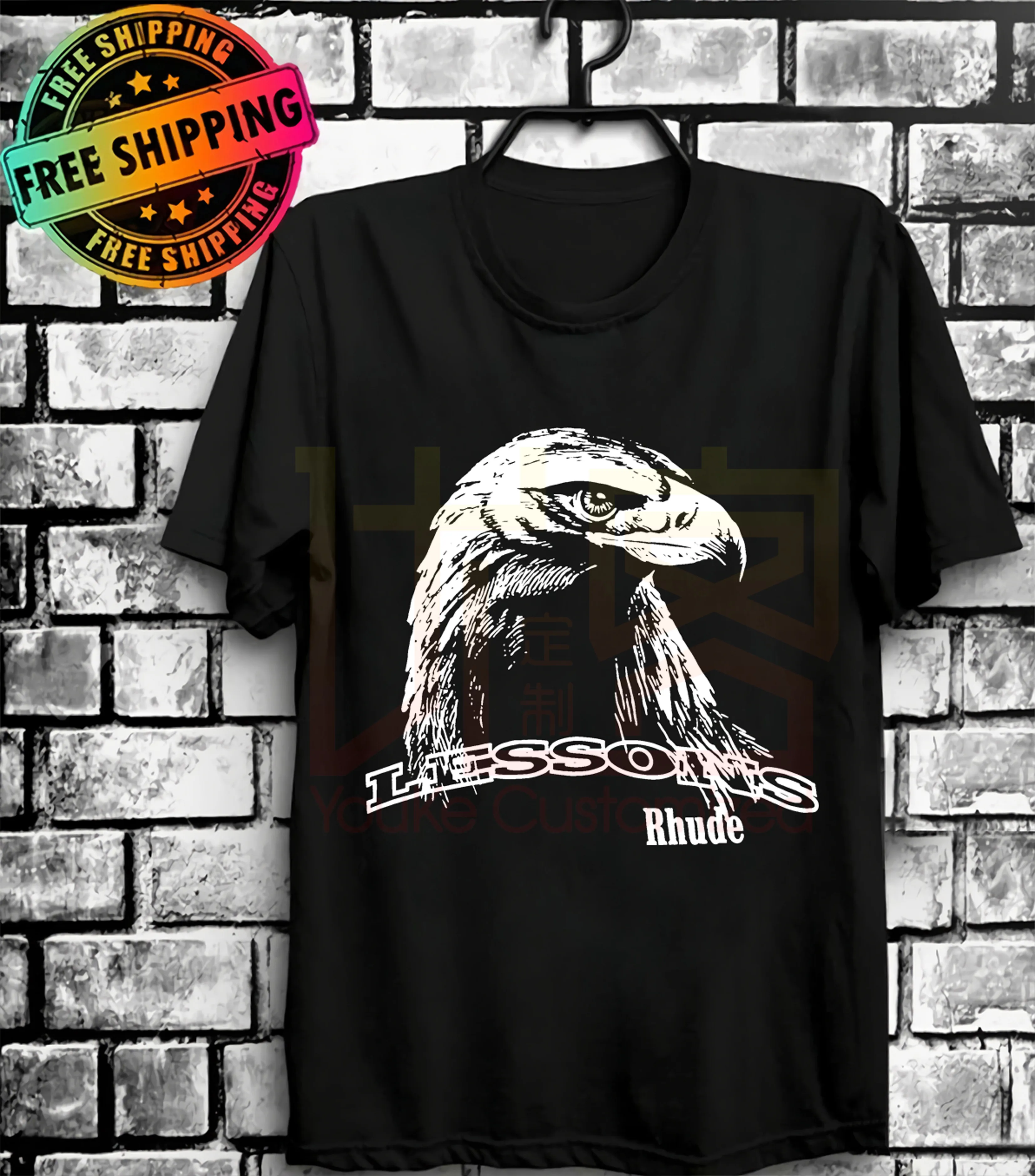 Мужская футболка с принтом орла уличная Футболка Harajuku в летнем стиле из хлопка |