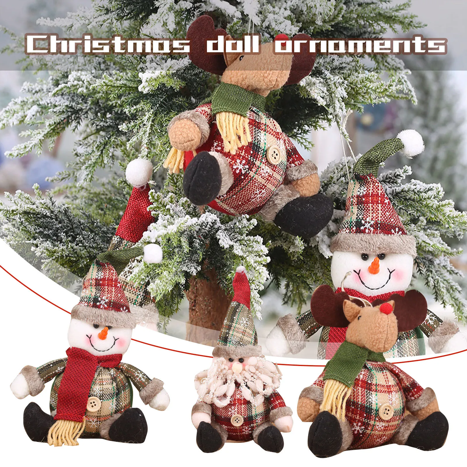 

Santa Claus Snowman Deer Fabric Pendant Xmas Tree Ornaments Christmas Home Decorations Noel Natal Navidad 2021 New Year 2022