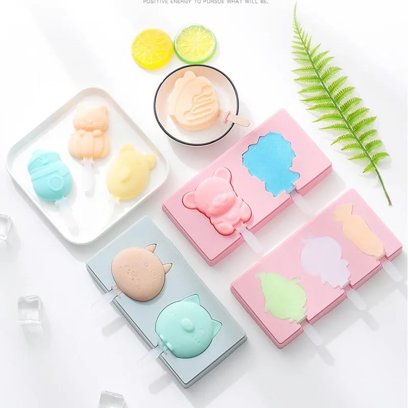 

Chocolate Cake Mold Candy Bar Ice Cream Mold Silicone Cartoon Ice Tray Lid Kitchen DIY Gadget Unicorn Lollipop Popsicle Sticks