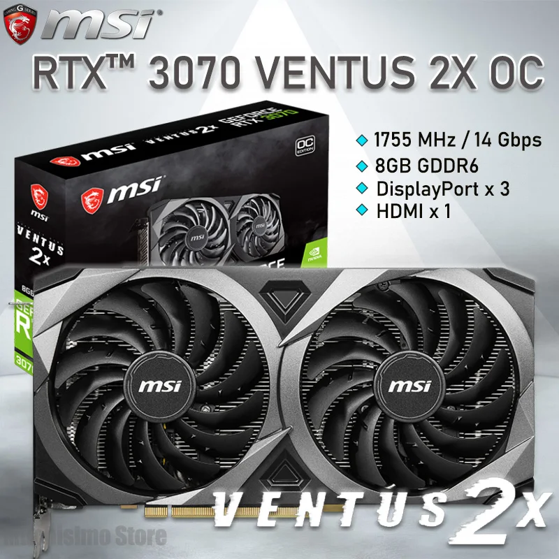 

Видеокарта MSI GeForce RTX 3070 VENTUS 2X 8G OC LHR GDDR6 14000 МГц 4,0 бит PCI Express 3070 16X 8pin + 8pin RTX