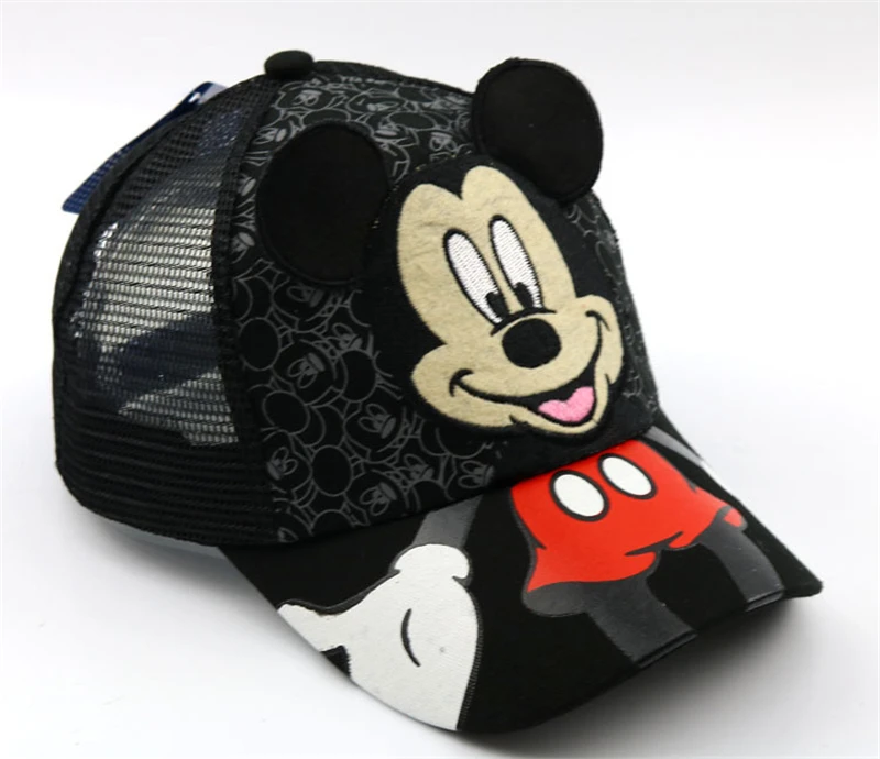 Baby Hat Cartoon Baseball Mickey Kids Boys and Girls Black White Adjustable Caps Outdoor Sunscreen | Детская одежда и обувь