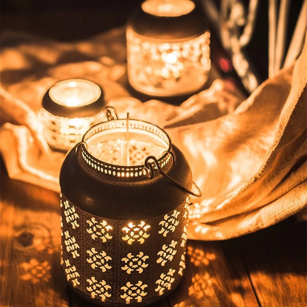 Европейский ретро старый кованого железа ветряная лампа подсвечник полый фонарь