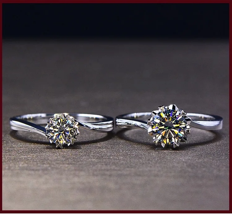 Круглое серебряное Moissanite кольцо 1.00ct D VVS роскошное Weding для женщин | Украшения и