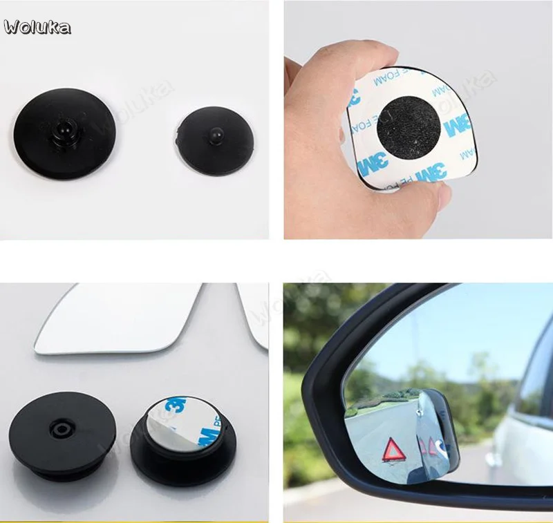 Автомобильное зеркало заднего вида маленькое круглое синее в форме веера для