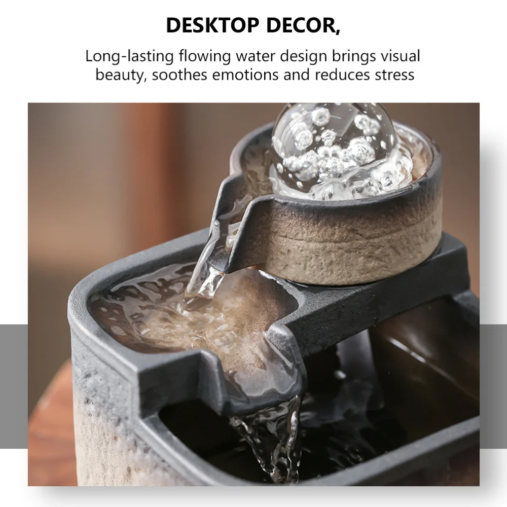 

1pc Ceramic Running Water Ornament Waterfall Desktop Fountain Decoration