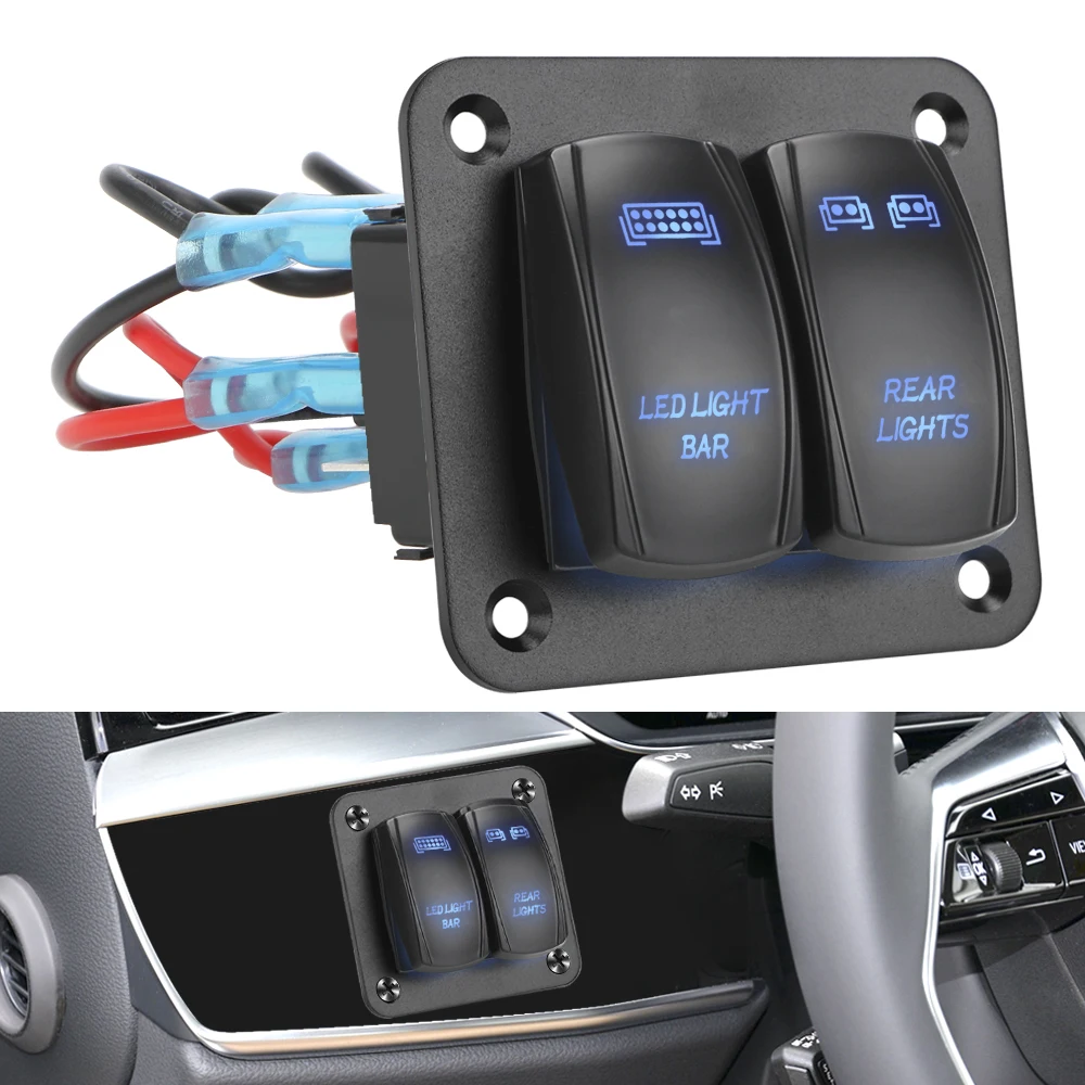 

2-х клавишная панель переключателя, 5-контактный переключатель вкл./выкл., водонепроницаемый со светодиодной подсветкой, жгут проводов для автомобиля, вездехода, фотопанель управления