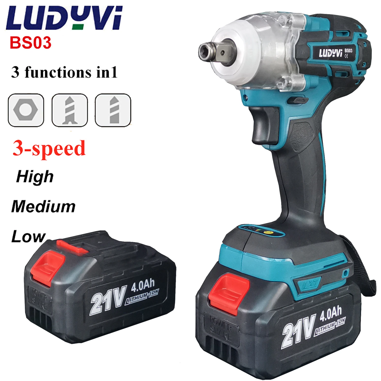 

Гайковерт ударный, 21 В, 3 скорости, 1/2 дюйма, литий-ионный аккумулятор