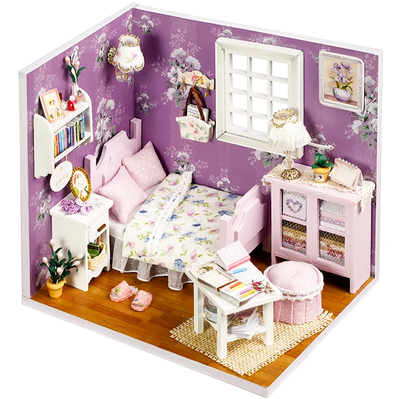 CUTEBEE Кукольный дом DIY Миниатюрный Кукольный домик Модель деревянная игрушка мебель Каса де куклы Boneca игрушечные дома подарок на день рождения H012 - Цвет: H01A