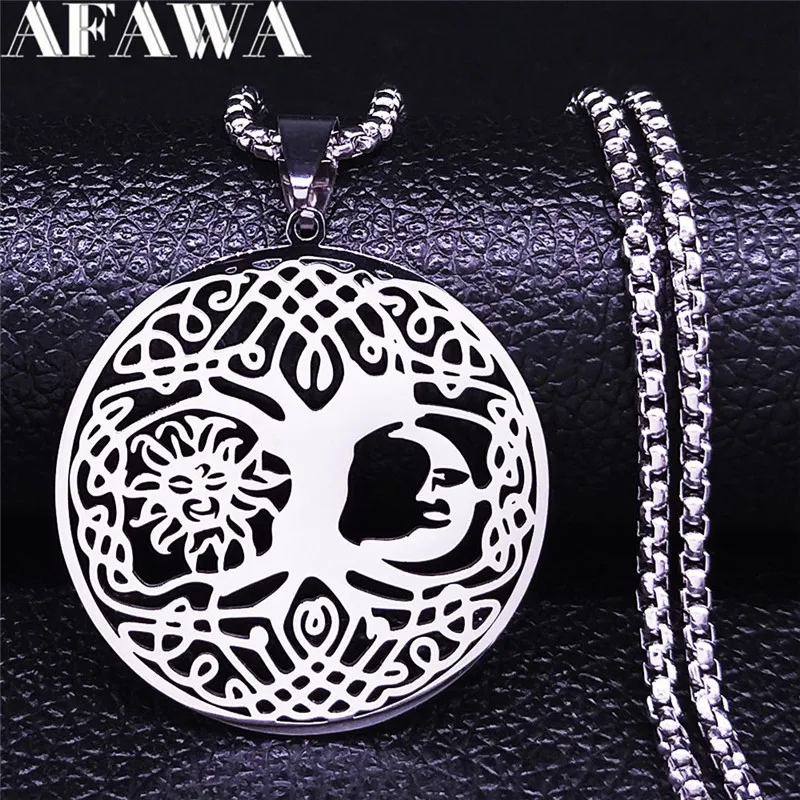 2021 Ирландский Узел солнце луна цепочка из нержавеющей стали ожерелье для женщин