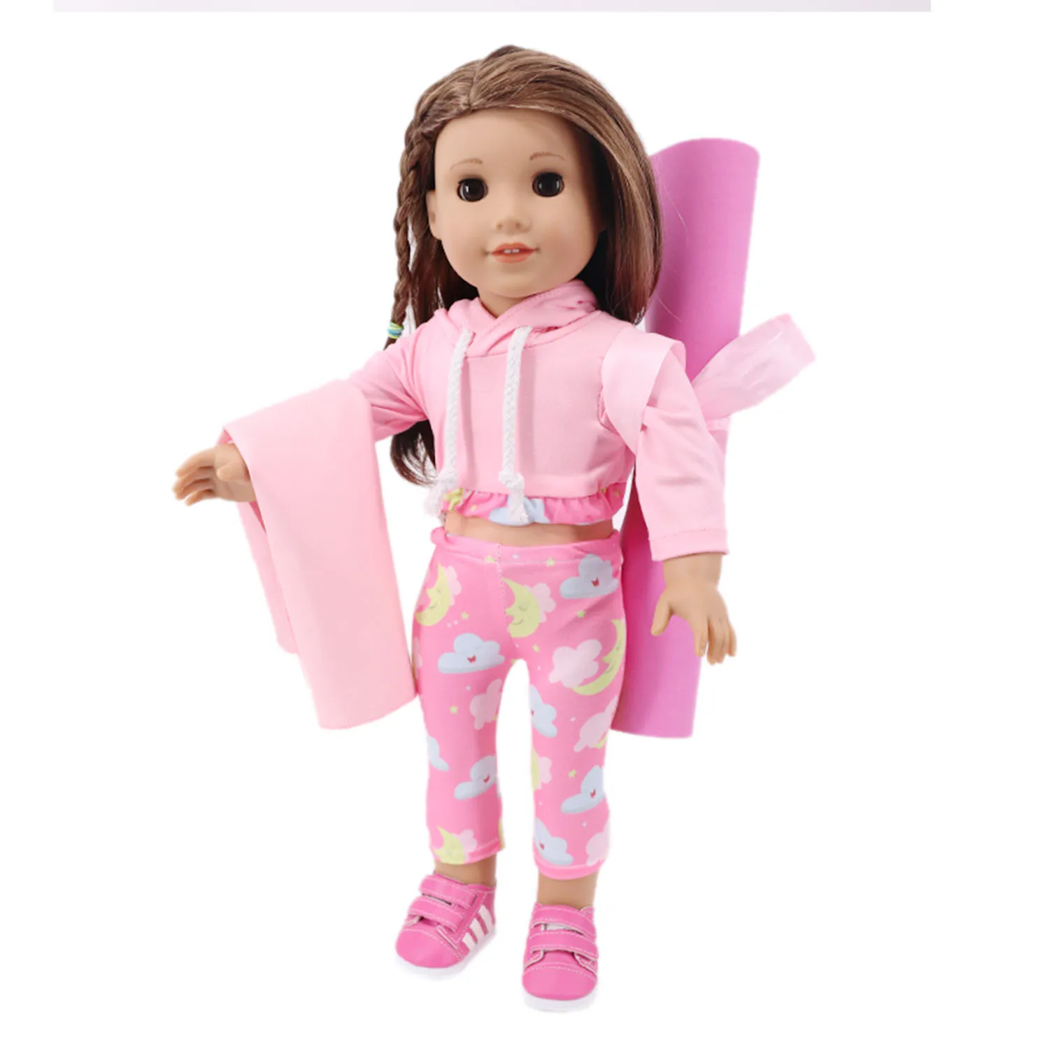 

White Sport Suit/Yoga Mat Fit 18 Inch American Doll & 43 cm Baby Newborn Reborn Doll Clothes Accessories Girl's Generation Toy