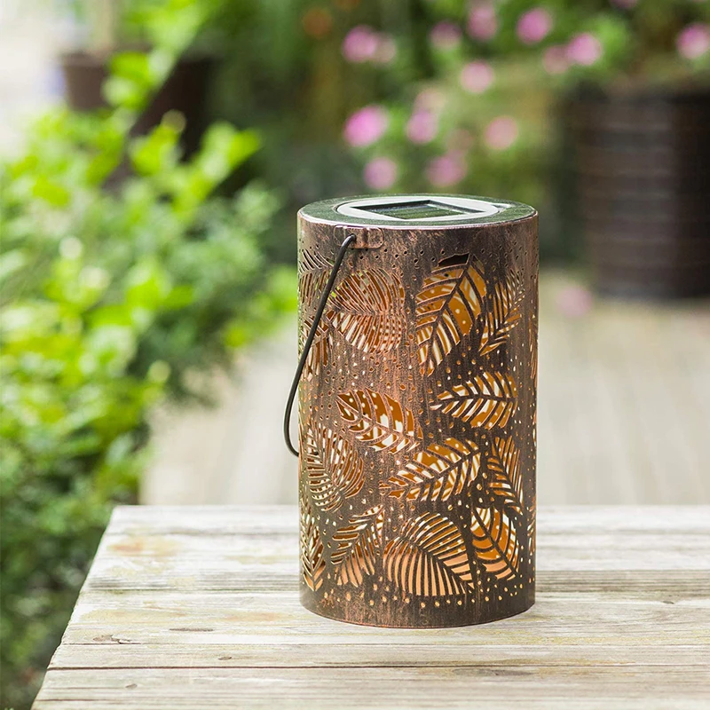 Vintage Retro Solar Lantern Light Outdoor Garden Metal Leaf Shadow Hanging For Home Patio Yard Pathway | Освещение