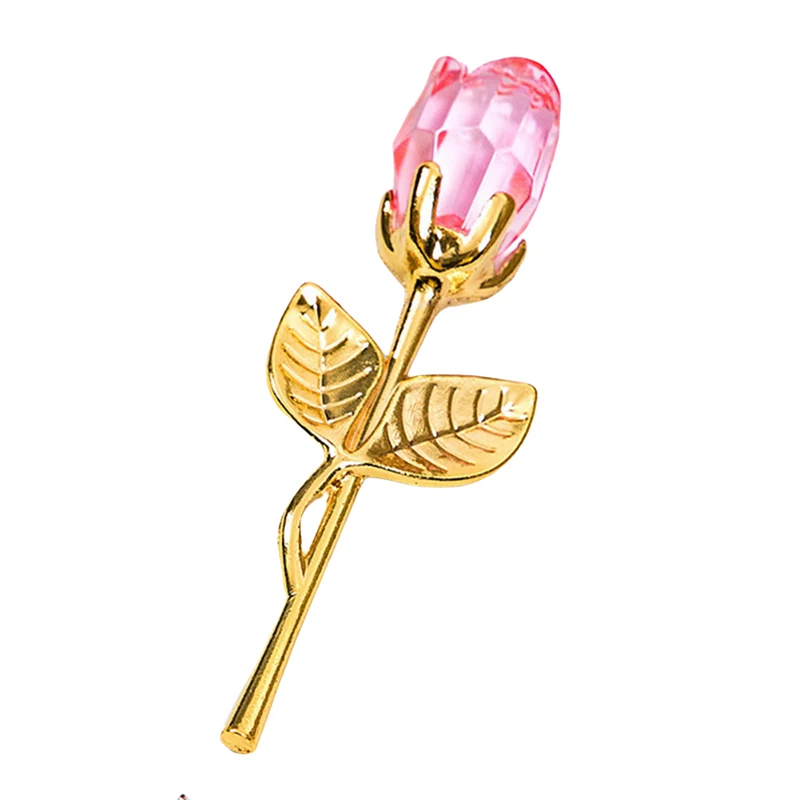 

Golden Pole Transparent Flower European Style Creative Wedding Gift With Crystal Rose Home DecorFestive Party Supplies