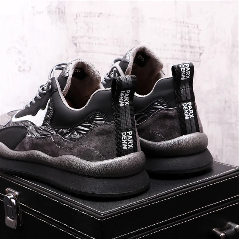 spesifikasi Sneakers Pria Fashion Musim Dingin HIP HOP Sepatu Kasual Kulit Serbaguna Sepatu Bot Pergelangan Kaki Hangat Zapatillas Hombre