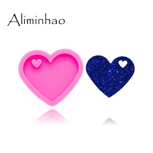 DY0405 блестящие на День святого Валентина форма в виде сердца, сделай сам, брелок ювелирные изделия эпоксидной смолы прессформы кремния Смола ремесло брелок любовь силиконовые формы