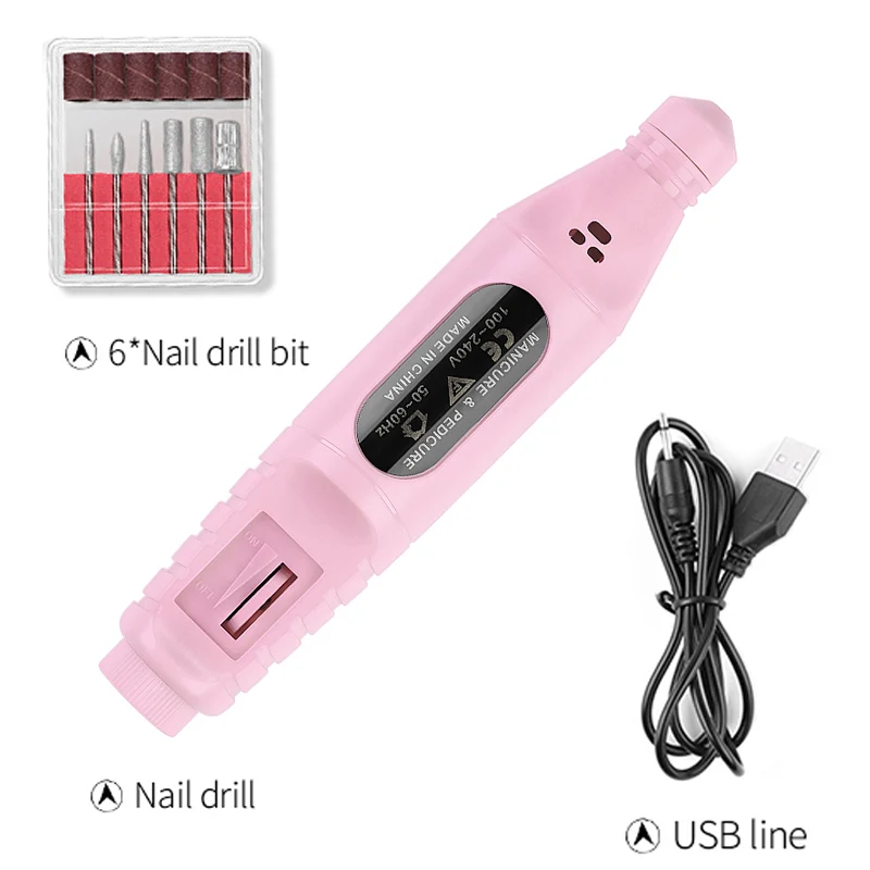 MINI Drill Pen USB Электрический сверлильный станок для ногтей, Электрический Маникюрный сверла машины, аксессуары для педикюра, набор, 35000/20000 об/мин, сверло для ногтей, инструменты для ногтей - Цвет: MINI Drill Pen USB