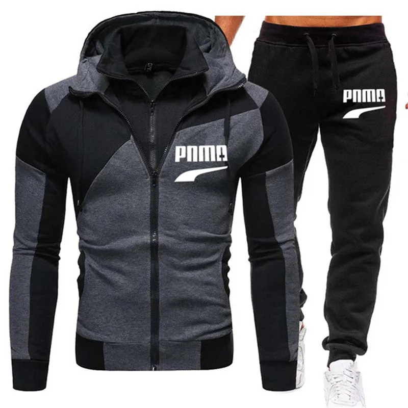 

New Winter Men's Clothing Men Sets Printing Hoodie Set Fleece Zipper Sweatshirt Casual Sport Sweatpants Mens Tracksuits 2021