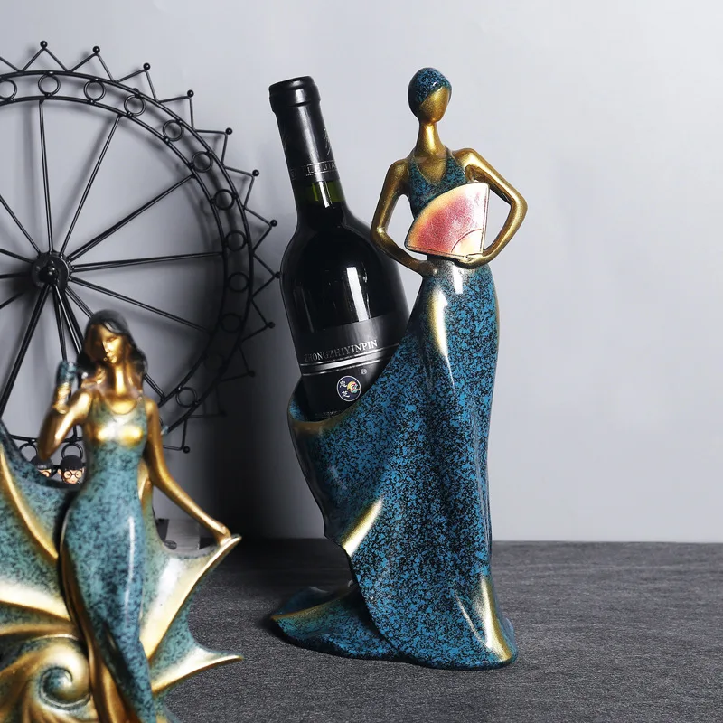 

European Style Home Furniture Red Wine Rack Resin Crafts Home Decor Creative Goddess of Red Wine Rack Decor