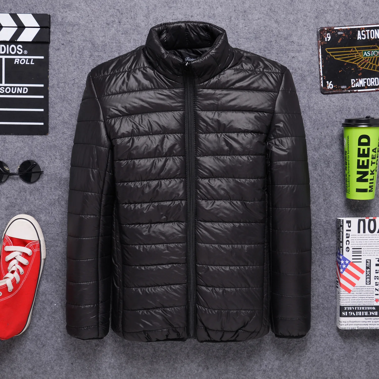 

Autumn Winter Men's Parka Solid Stand Collar Thick Zipper Warm Simple Casual Large Size Hot Sale Quality Male Cotton Coat