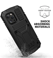 2022 full body rugged armor shockproof protective phone case for iphone 13 12 pro max 11 mini kickstand aluminum metal cover