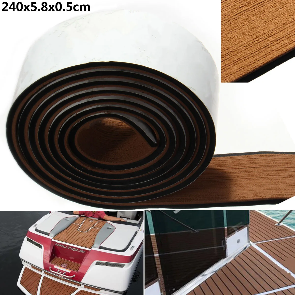 

2400x58x5mm Self Adhesive EVA Foam Teak Sheet Marine Boat Yacht Synthetic Decking Floor Mat Flooring Pad Non Skid Vehicle Pad